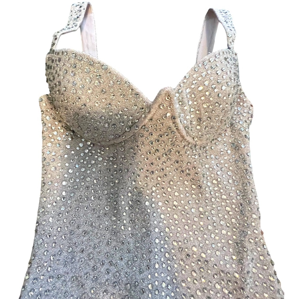 Oh Polly Sequined Silver Mini Party Dress. US size 0